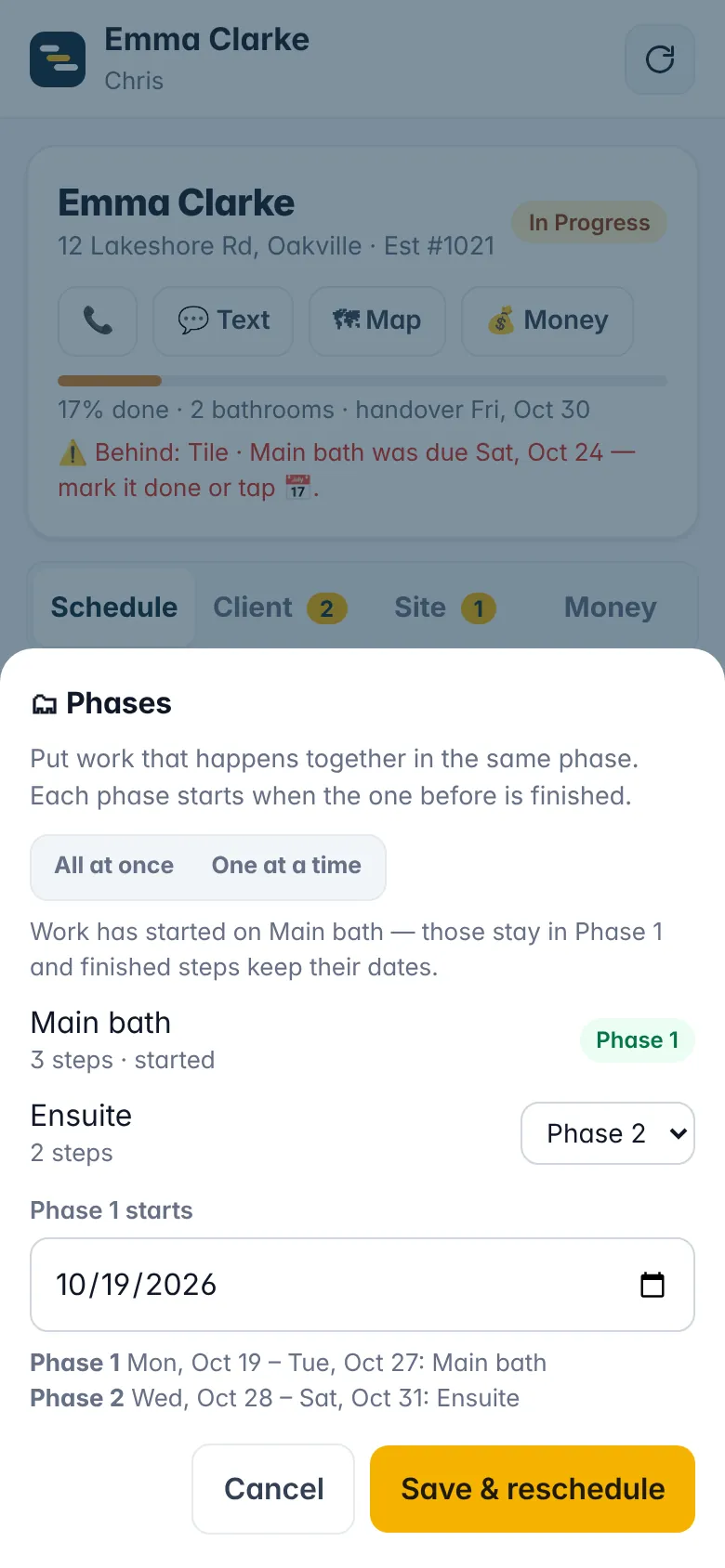 Phases planner